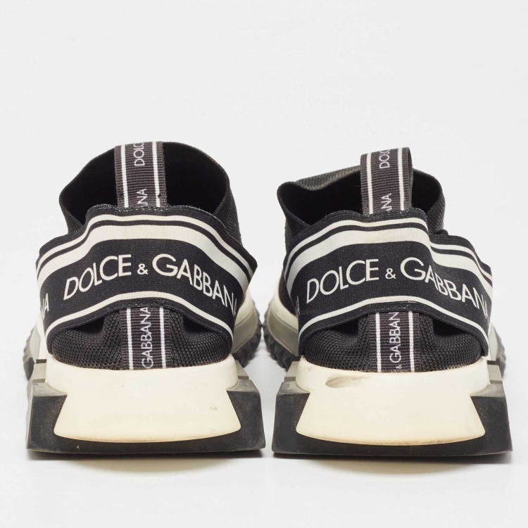 Pre Owned Dolce & Gabbana Black Knit Fabric Slip On Sneakers Size 43