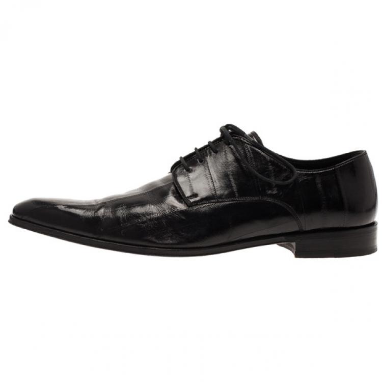 Pre Owned Dolce and Gabbana Black Patent Leather Pointed Toe Oxfords Size 39.5