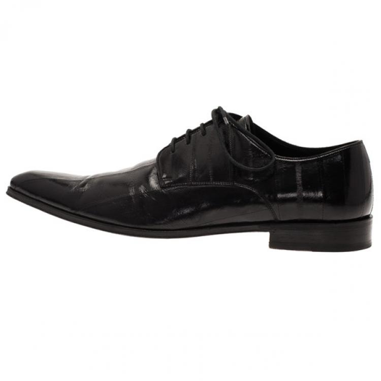 Pre Owned Dolce and Gabbana Black Patent Leather Pointed Toe Oxfords Size 39.5