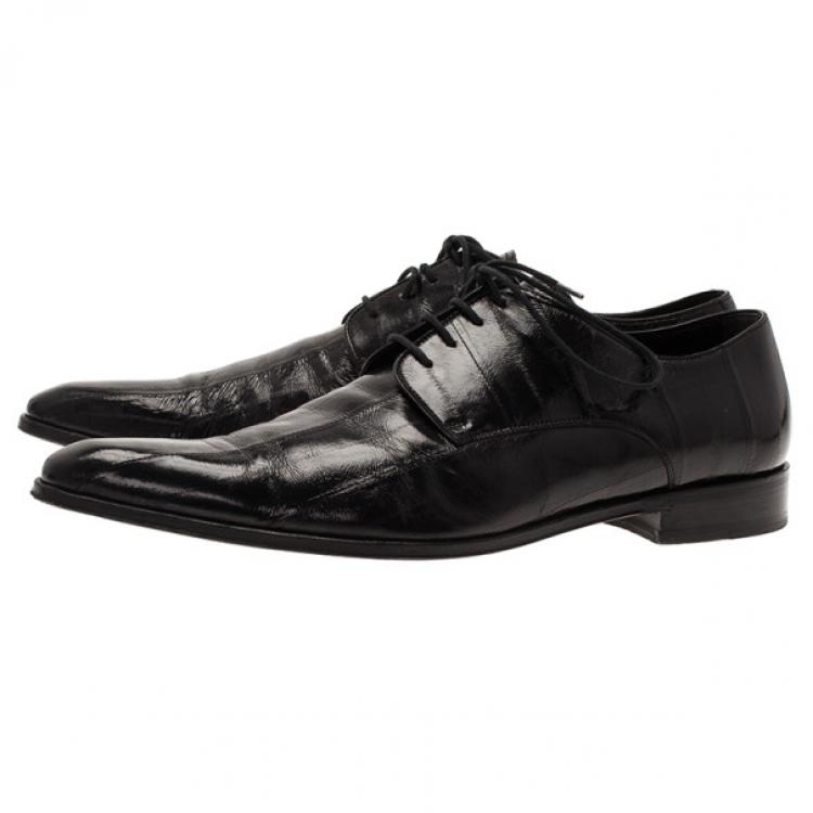 Pre Owned Dolce and Gabbana Black Patent Leather Pointed Toe Oxfords Size 39.5
