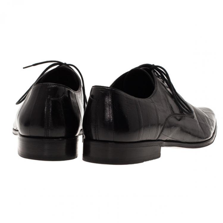 Pre Owned Dolce and Gabbana Black Patent Leather Pointed Toe Oxfords Size 39.5