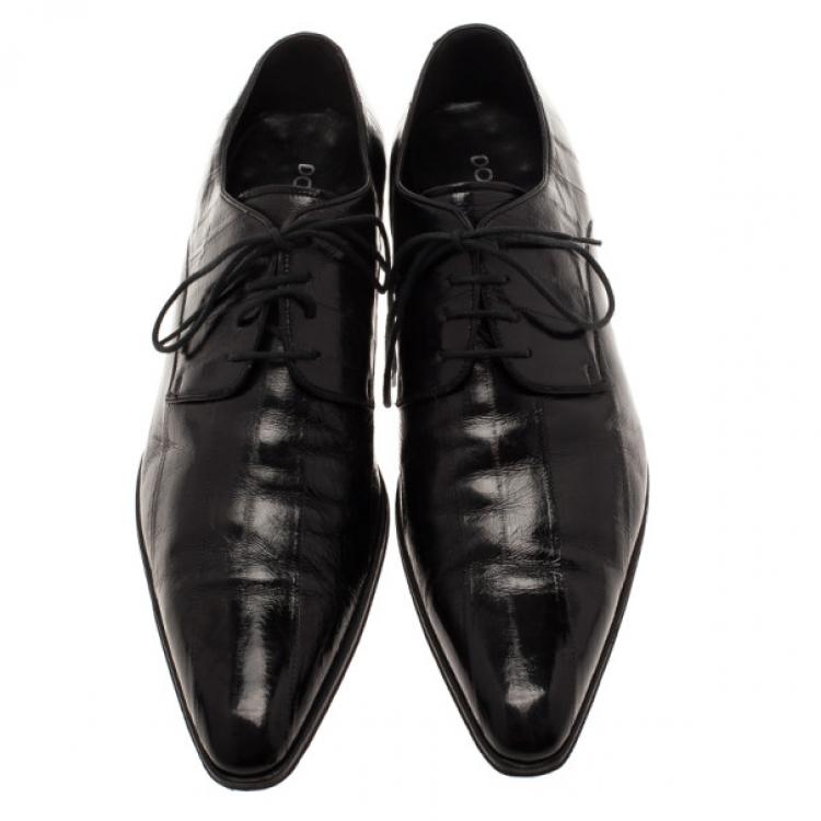 Pre Owned Dolce and Gabbana Black Patent Leather Pointed Toe Oxfords Size 39.5