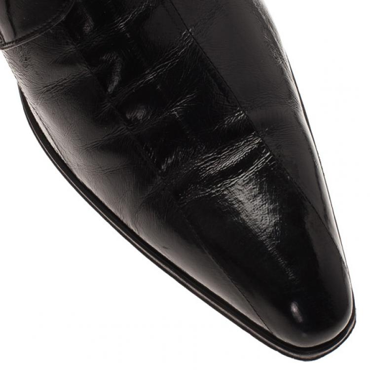 Pre Owned Dolce and Gabbana Black Patent Leather Pointed Toe Oxfords Size 39.5