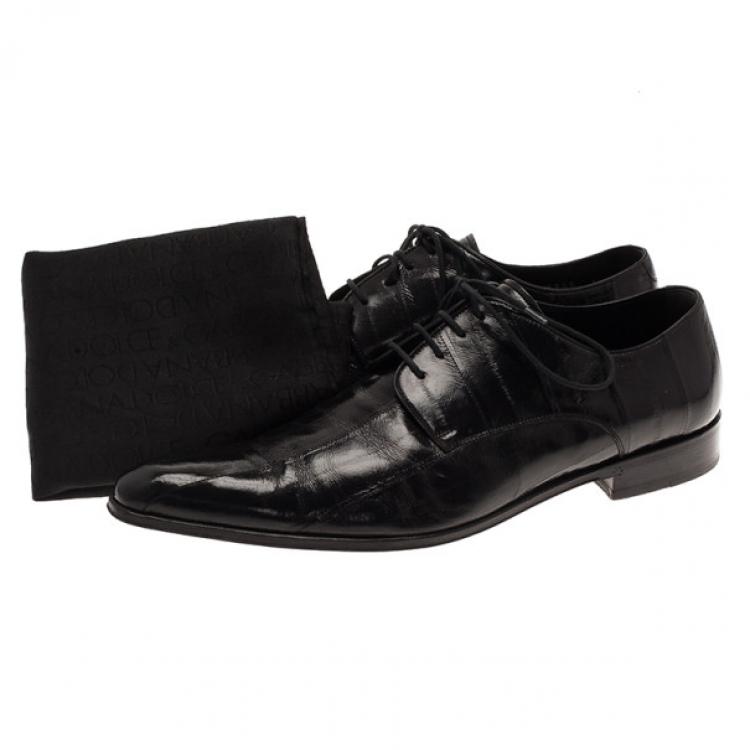 Pre Owned Dolce and Gabbana Black Patent Leather Pointed Toe Oxfords Size 39.5