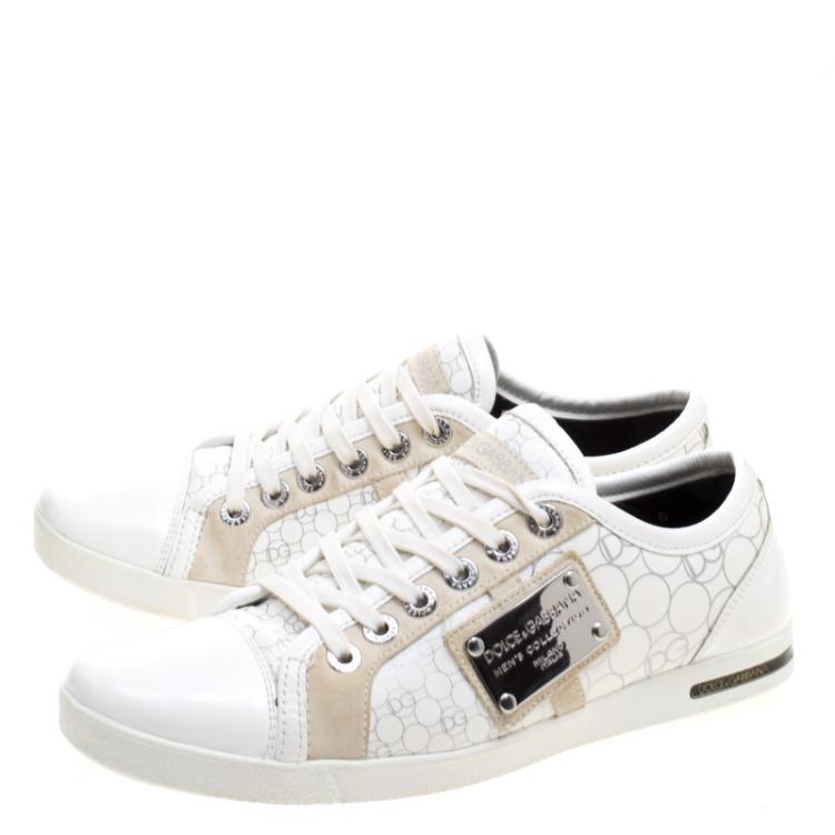 Pre Owned Dolce and Gabbana White Leather Lace Up Sneakers Size 40