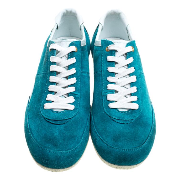 مملوكة مسبقًا Dolce and Gabbana Teal Green Suede Sneakers Size 42