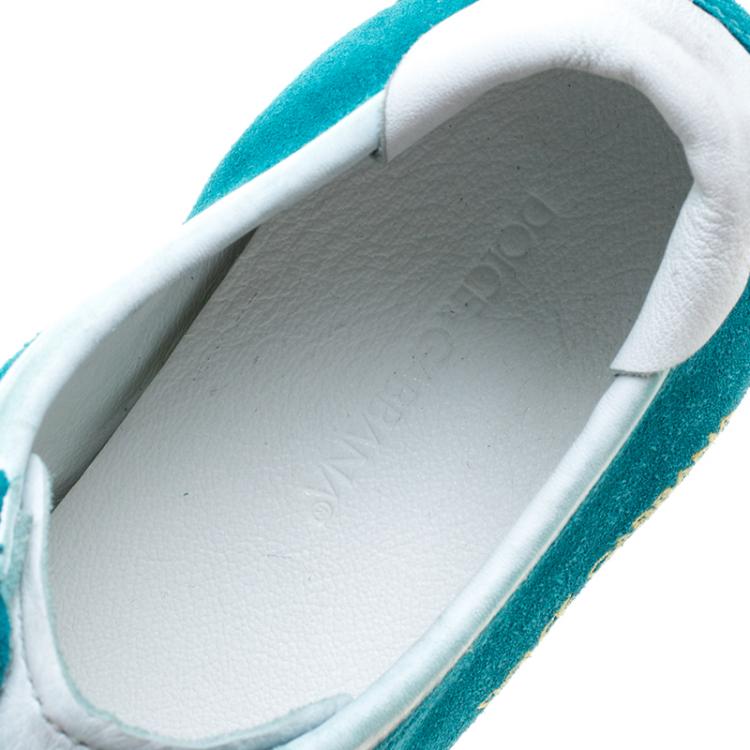 مملوكة مسبقًا Dolce and Gabbana Teal Green Suede Sneakers Size 42