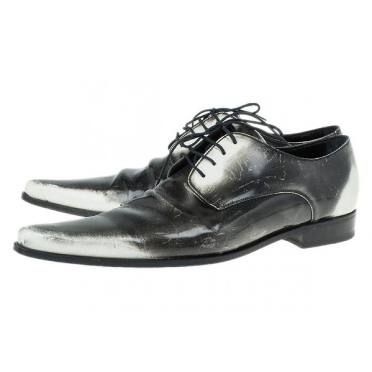 Pre Owned Dolce and Gabbana Two Tone Leather Oxfords Size 41.5