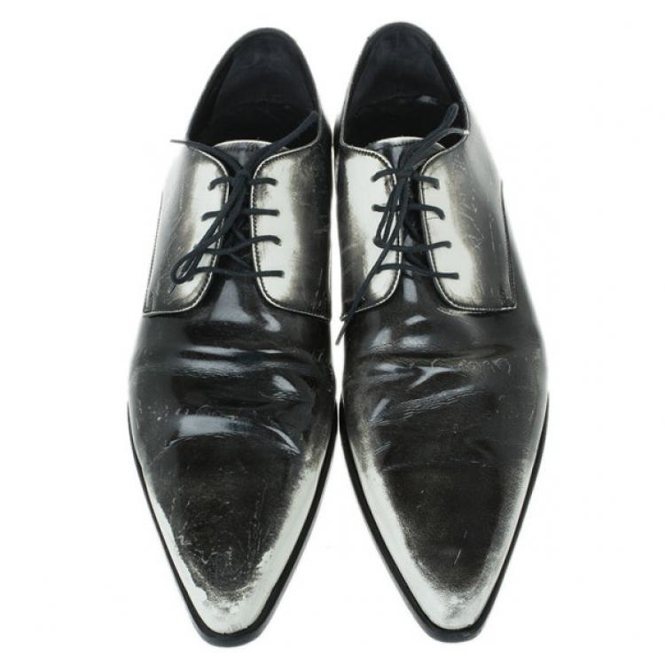 Pre Owned Dolce and Gabbana Two Tone Leather Oxfords Size 41.5