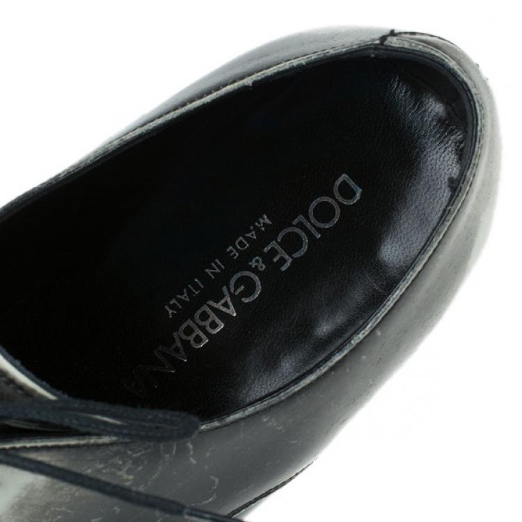 Pre Owned Dolce and Gabbana Two Tone Leather Oxfords Size 41.5