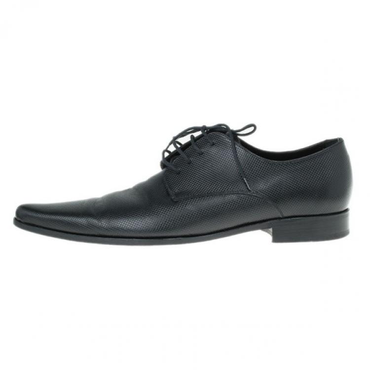 Pre Owned Dolce and Gabbana Black Embossed Leather Pointed Toe Oxfords Size 41