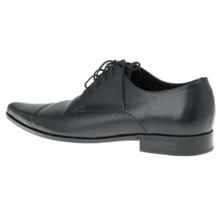 Pre Owned Dolce and Gabbana Black Embossed Leather Pointed Toe Oxfords Size 41