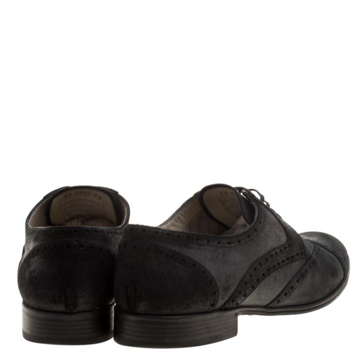مملوكة مسبقًا Dolce and Gabbana Black Brogue Suede Lace Up Derby Size 44