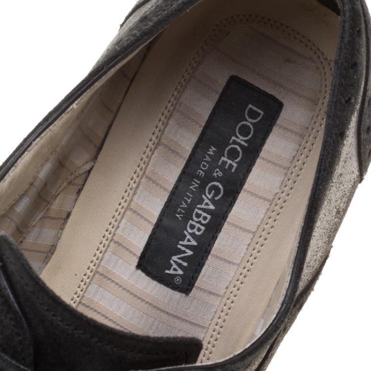 مملوكة مسبقًا Dolce and Gabbana Black Brogue Suede Lace Up Derby Size 44
