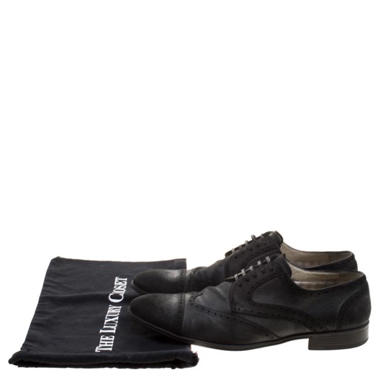 مملوكة مسبقًا Dolce and Gabbana Black Brogue Suede Lace Up Derby Size 44