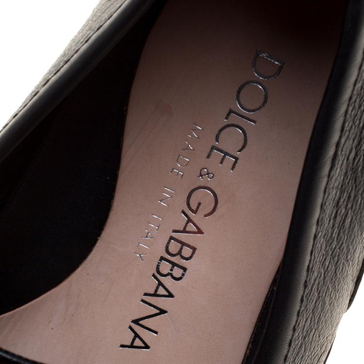 مملوكة مسبقًا Dolce and Gabbana Black Leather Coin Detail Loafers Size 41.5