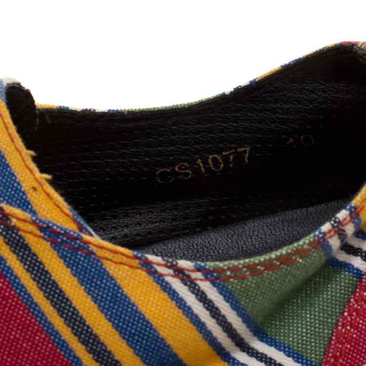 Pre Owned Dolce and Gabbana Multicolor Stripe Canvas Espadrille Lace Up Sneakers Size 44