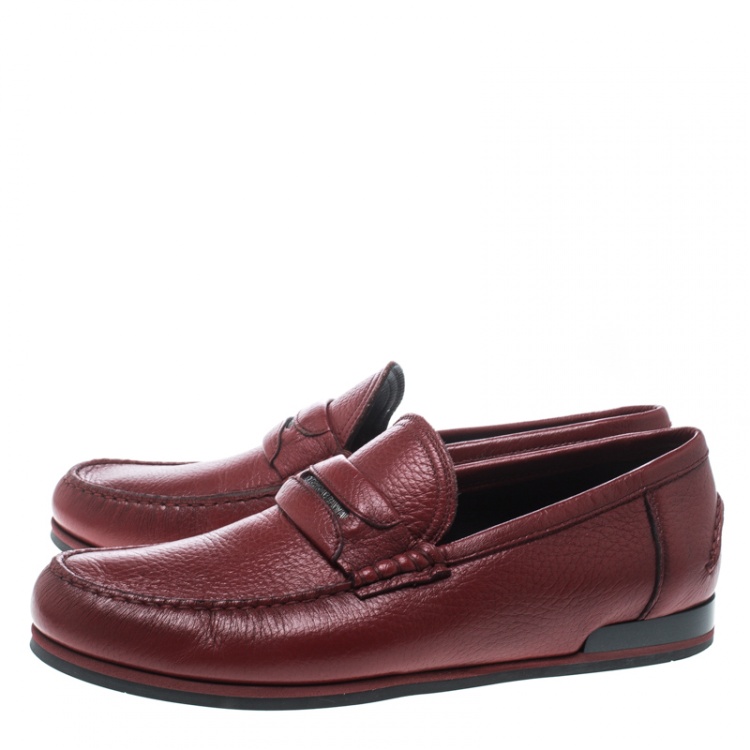 مملوكة مسبقًا Dolce and Gabbana Red Leather Genova Loafers Size 41