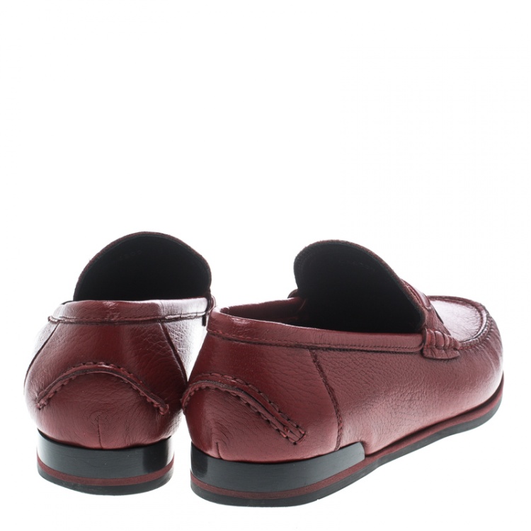 مملوكة مسبقًا Dolce and Gabbana Red Leather Genova Loafers Size 41