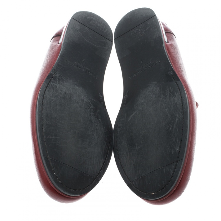 مملوكة مسبقًا Dolce and Gabbana Red Leather Genova Loafers Size 41