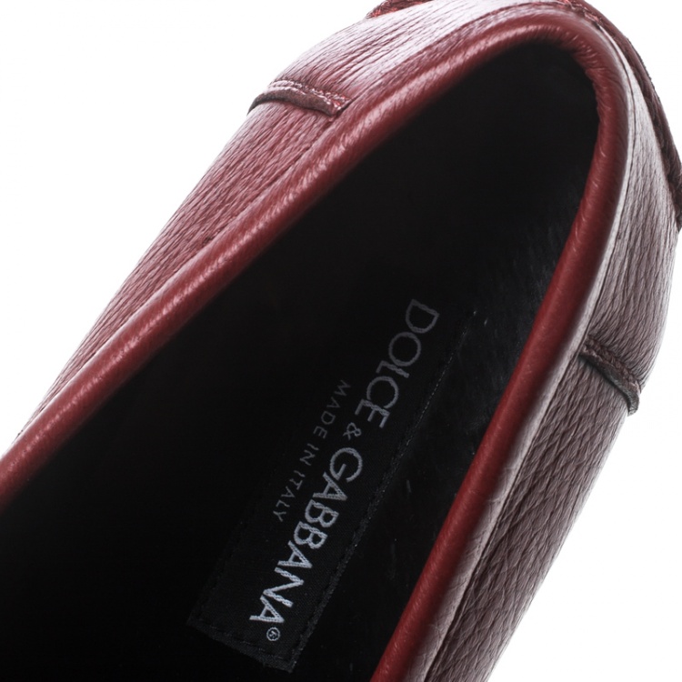 مملوكة مسبقًا Dolce and Gabbana Red Leather Genova Loafers Size 41