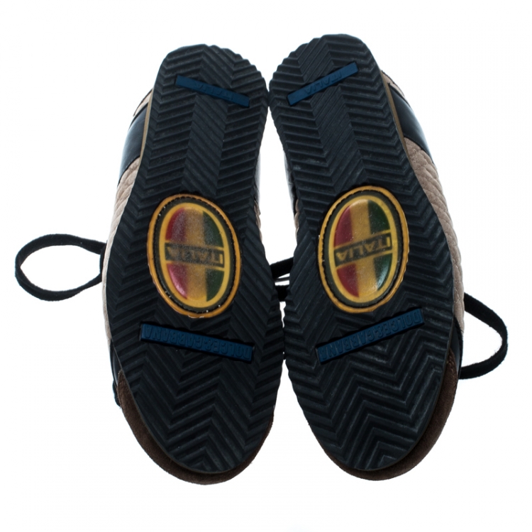 مملوكة مسبقًا Dolce and Gabbana Tri Color Suede and Velvet Lace Up Sneakers Size 40