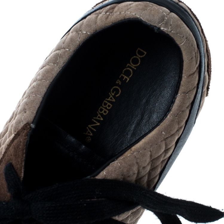 مملوكة مسبقًا Dolce and Gabbana Tri Color Suede and Velvet Lace Up Sneakers Size 40
