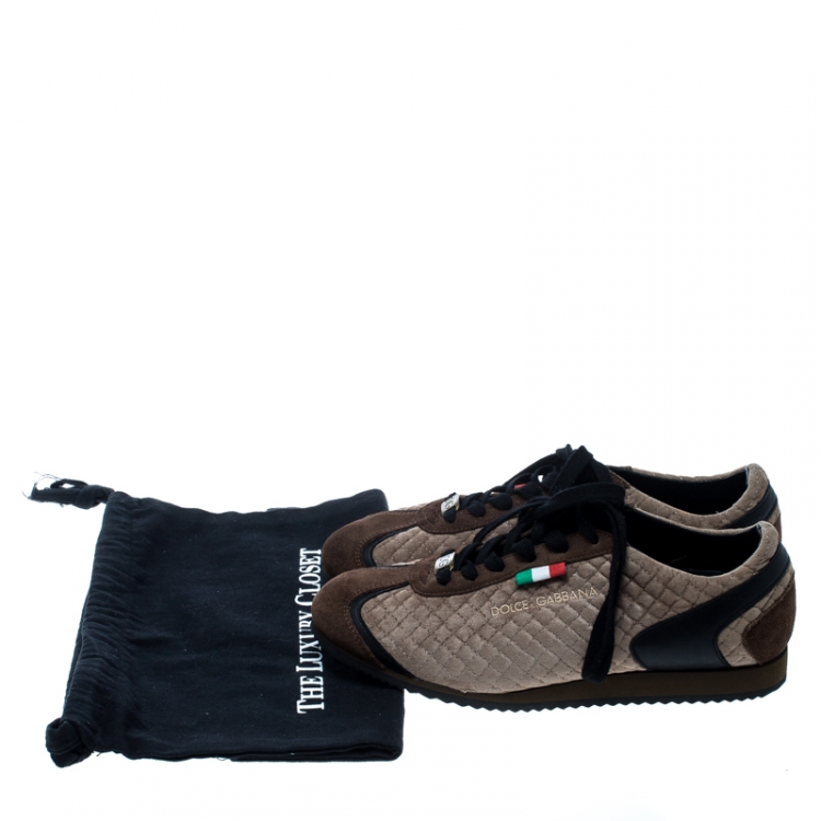 مملوكة مسبقًا Dolce and Gabbana Tri Color Suede and Velvet Lace Up Sneakers Size 40