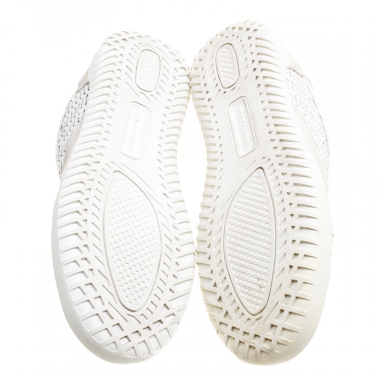 Pre Owned Dolce And Gabbana White Braided Leather And Suede Sneakers Size 42.5