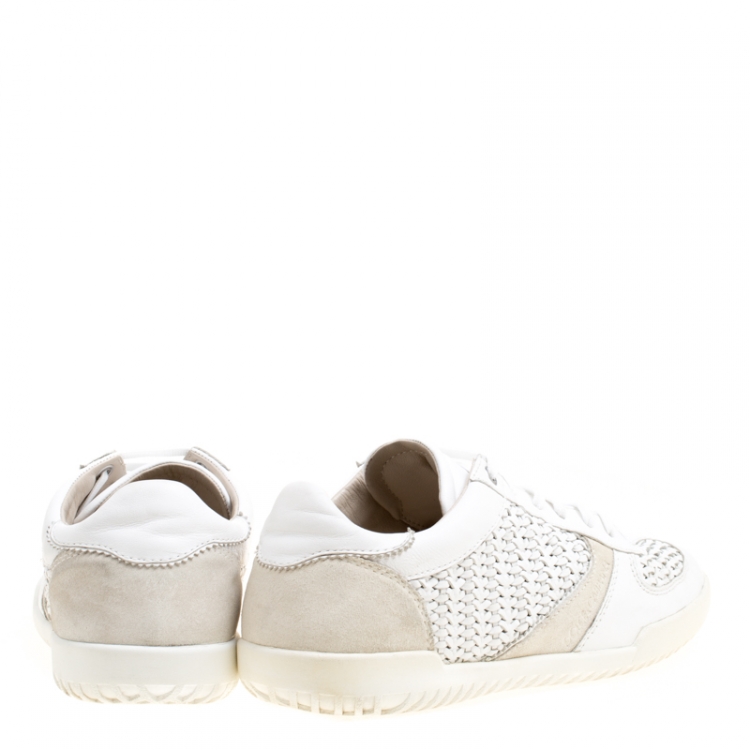 Pre Owned Dolce And Gabbana White Braided Leather And Suede Sneakers Size 42.5