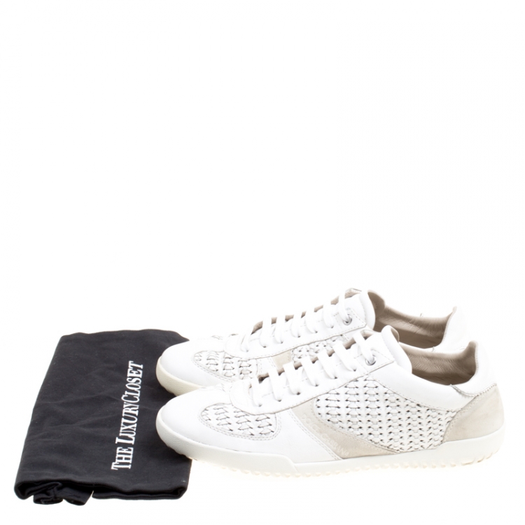 Pre Owned Dolce And Gabbana White Braided Leather And Suede Sneakers Size 42.5