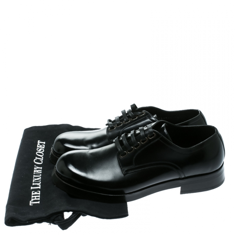 Pre Owned Dolce and Gabbana Black Leather San Pietro Lace Up Derby Size 40