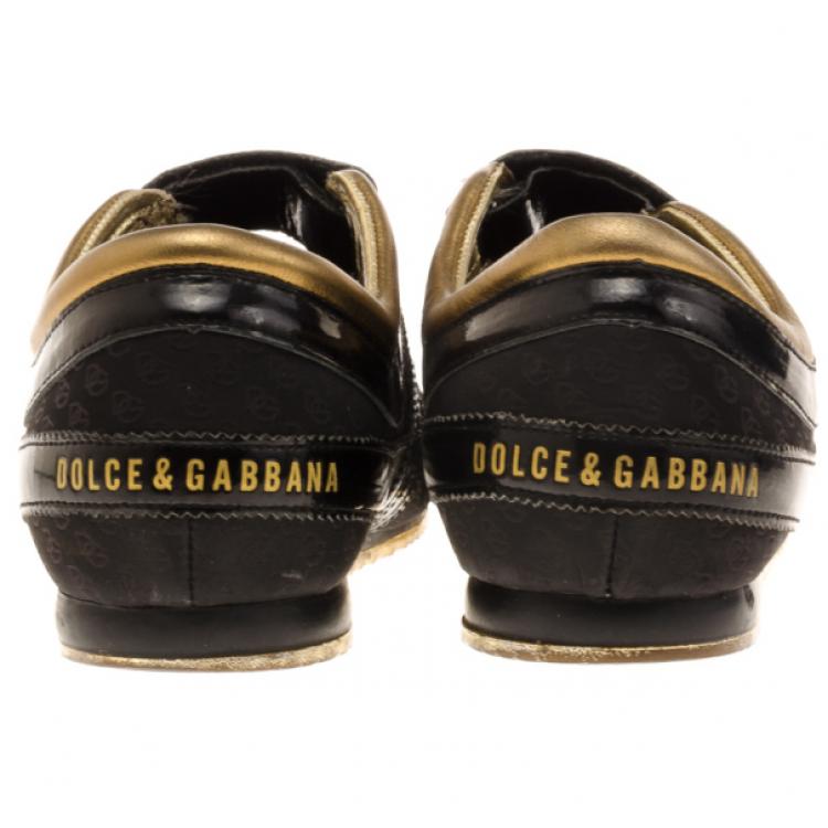 Pre Owned Dolce and Gabbana Black Patent Sneakers Size 42
