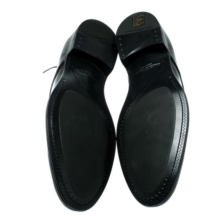 مملوكة مسبقًا Dolce and Gabbana Black Leather Lace Up Derby Size 45