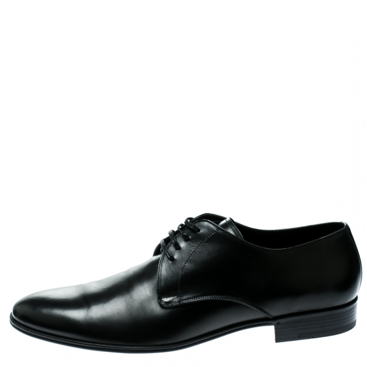 مملوكة مسبقًا Dolce and Gabbana Black Leather Lace Up Derby Size 45