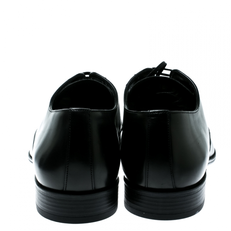 مملوكة مسبقًا Dolce and Gabbana Black Leather Lace Up Derby Size 45
