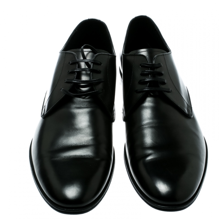 مملوكة مسبقًا Dolce and Gabbana Black Leather Lace Up Derby Size 45