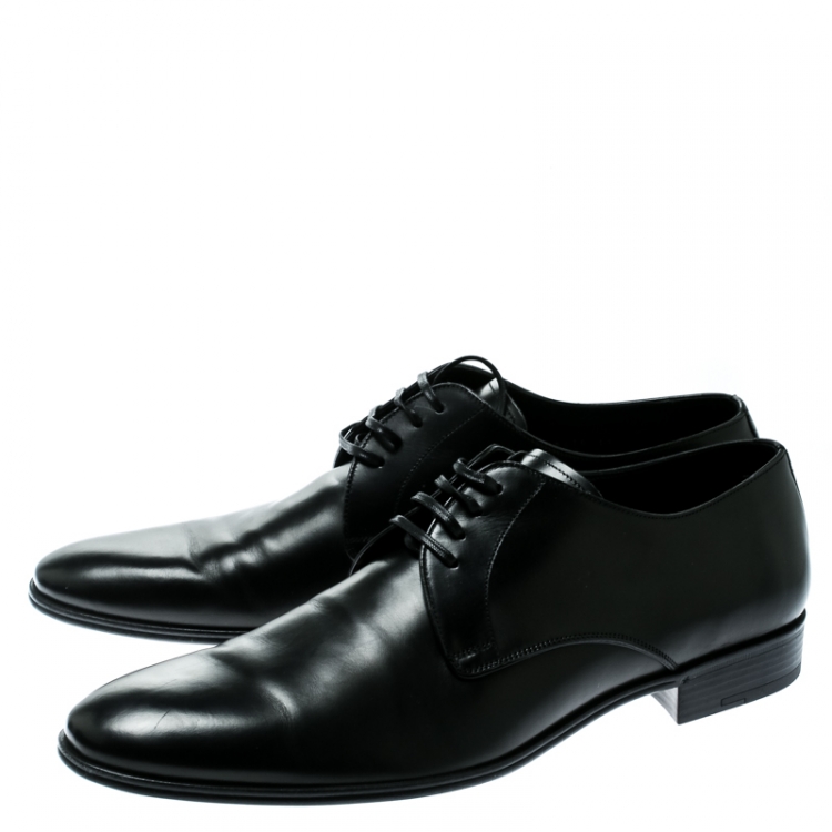 مملوكة مسبقًا Dolce and Gabbana Black Leather Lace Up Derby Size 45
