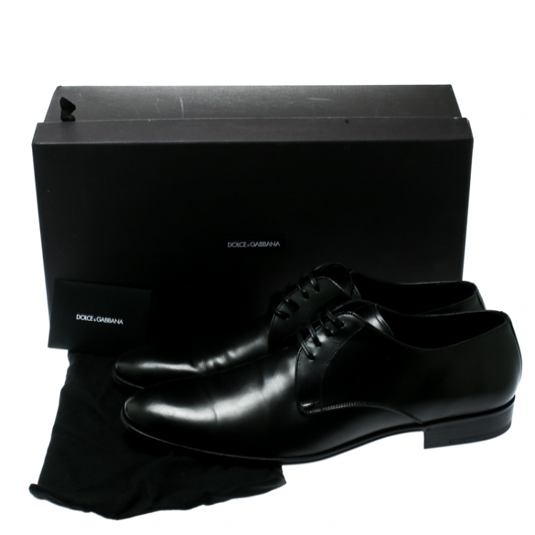 مملوكة مسبقًا Dolce and Gabbana Black Leather Lace Up Derby Size 45
