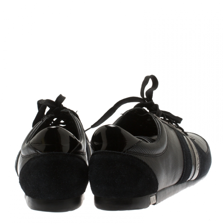Pre Owned Dolce And Gabbana Black Suede & Leather Low Top Sneakers Size 43