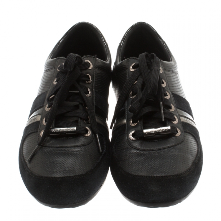 Pre Owned Dolce And Gabbana Black Suede & Leather Low Top Sneakers Size 43