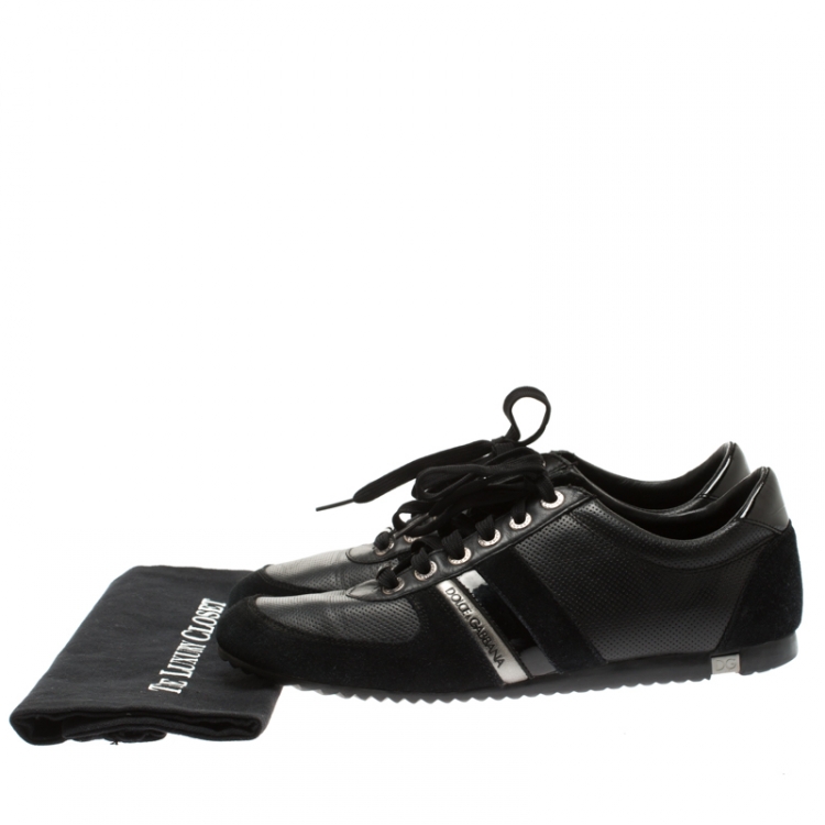 Pre Owned Dolce And Gabbana Black Suede & Leather Low Top Sneakers Size 43