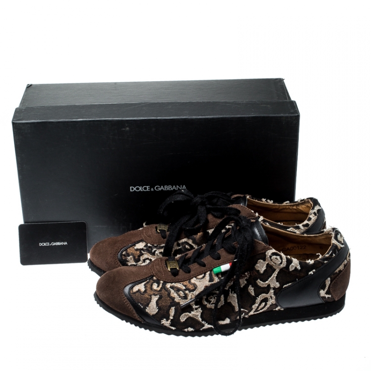 Pre Owned Dolce And Gabbana Tricolor Suede And Fabric Lace Up Sneakers Size 42