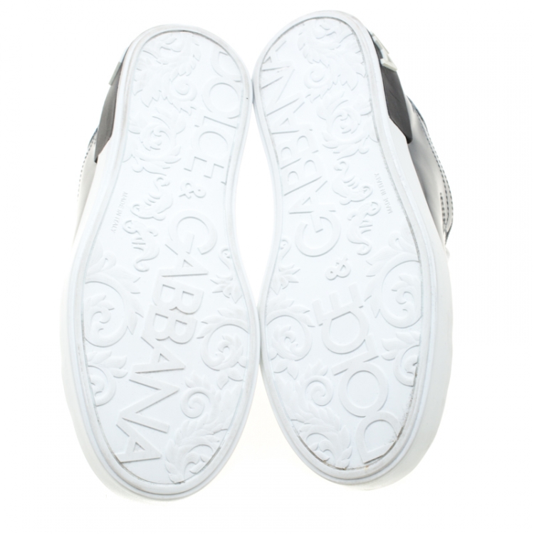 Pre Owned Dolce & Gabbana Metallic Silver Mirror Leather Platform Sneakers Size 42.5