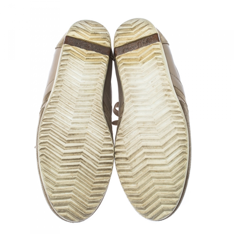 مملوكة مسبقًا Dolce and Gabbana Beige Suede/Leather Lace Up Sneakers Size 42