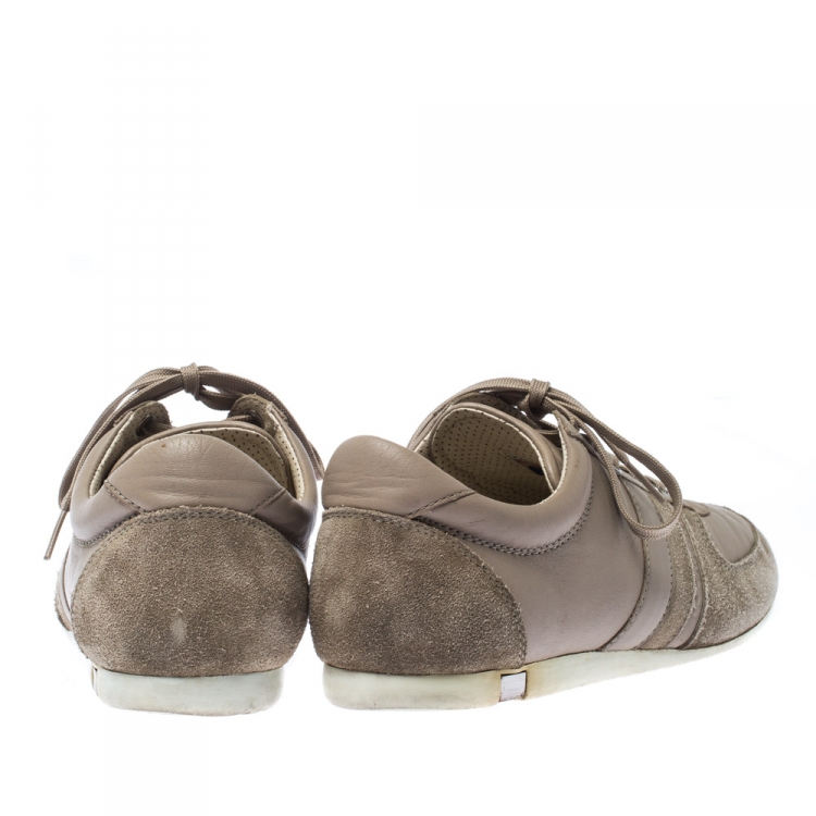 مملوكة مسبقًا Dolce and Gabbana Beige Suede/Leather Lace Up Sneakers Size 42