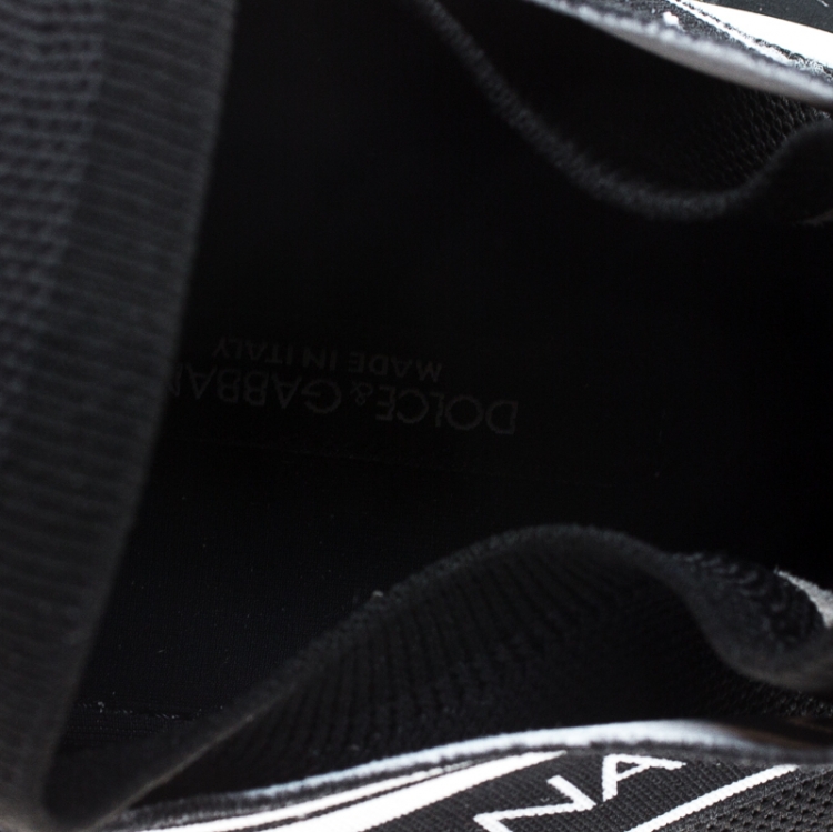مملوكة مسبقًا Dolce & Gabbana Black/White Stretch Mesh Logo Sorrento Slip On Sneakers Size 40