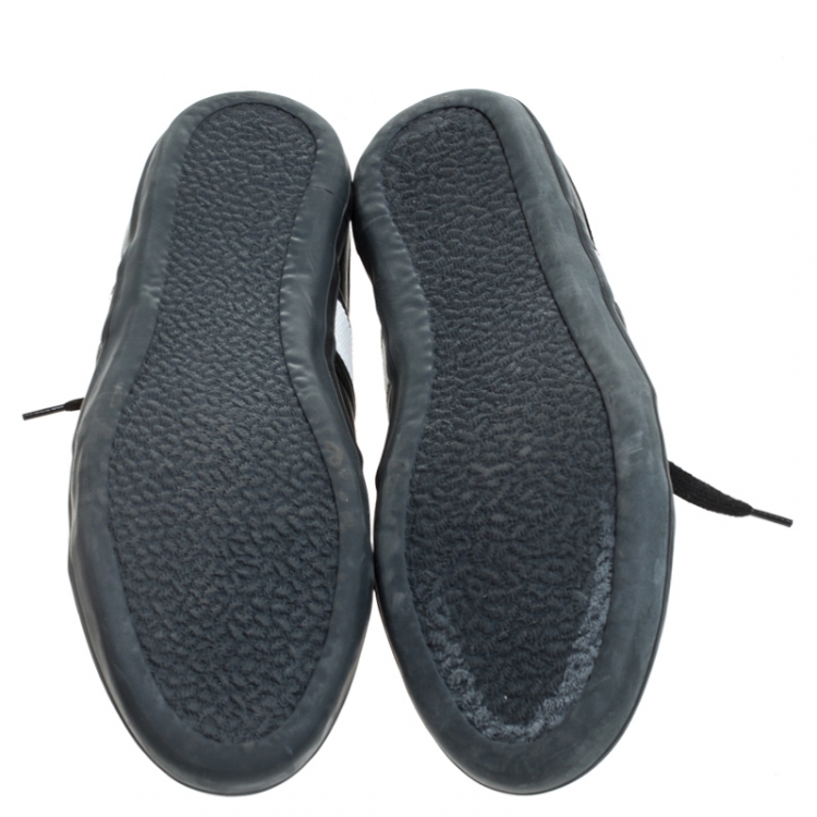 مملوكة مسبقًا Dolce And Gabbana Black Leather & Grey Rubber Cap Toe Low Top Sneakers Size 43