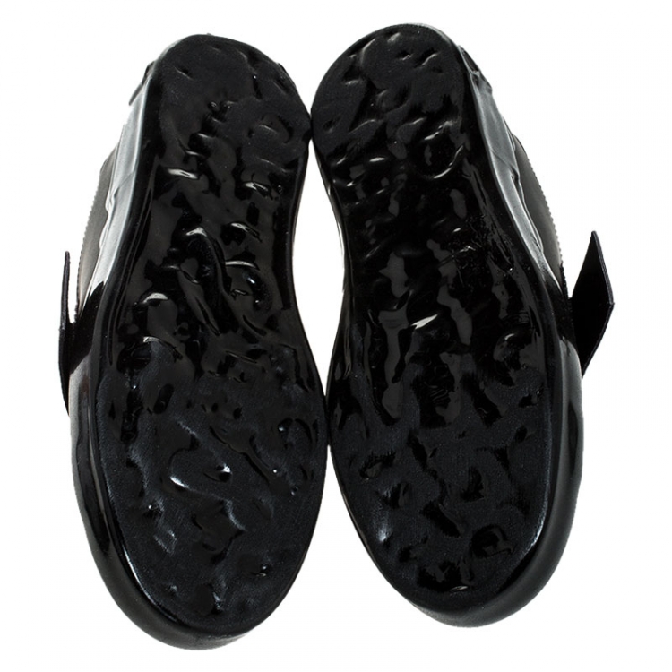 Pre Owned Dolce and Gabbana Black Elastic Logo Leather Melt Portofino Sneakers Size 44