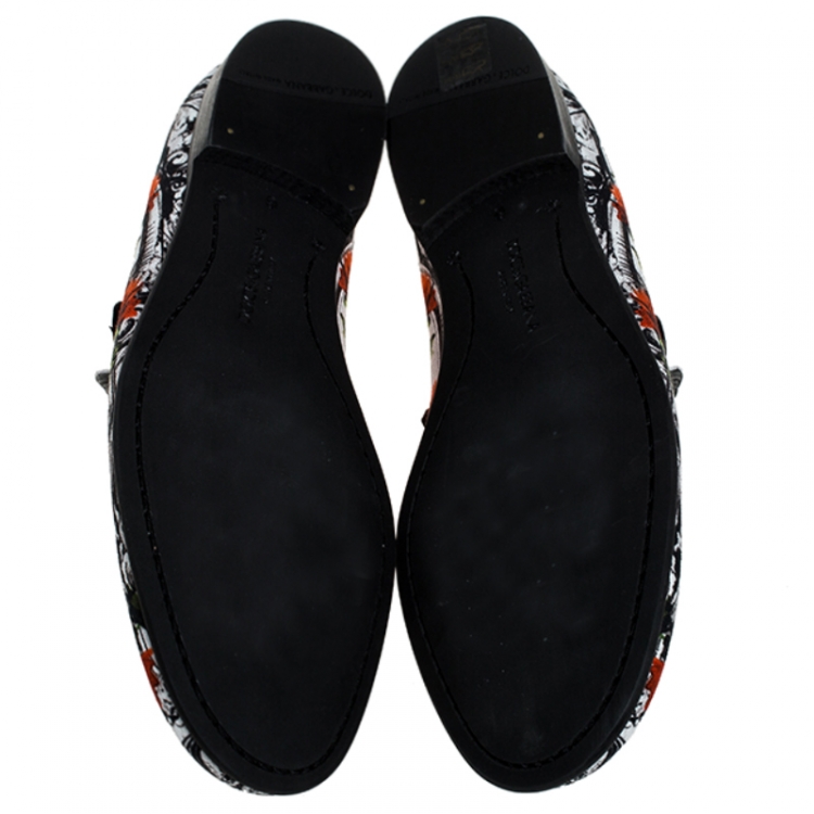 Pre Owned Dolce and Gabbana Multicolor Printed Canvas Amalfi Smoking Slippers Size 40
